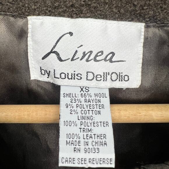 VTG 90s Linea Louis Dell'Olio Wool Boucle Jacket Suede Trim Gold Grommet XS/S - Picture 8 of 9